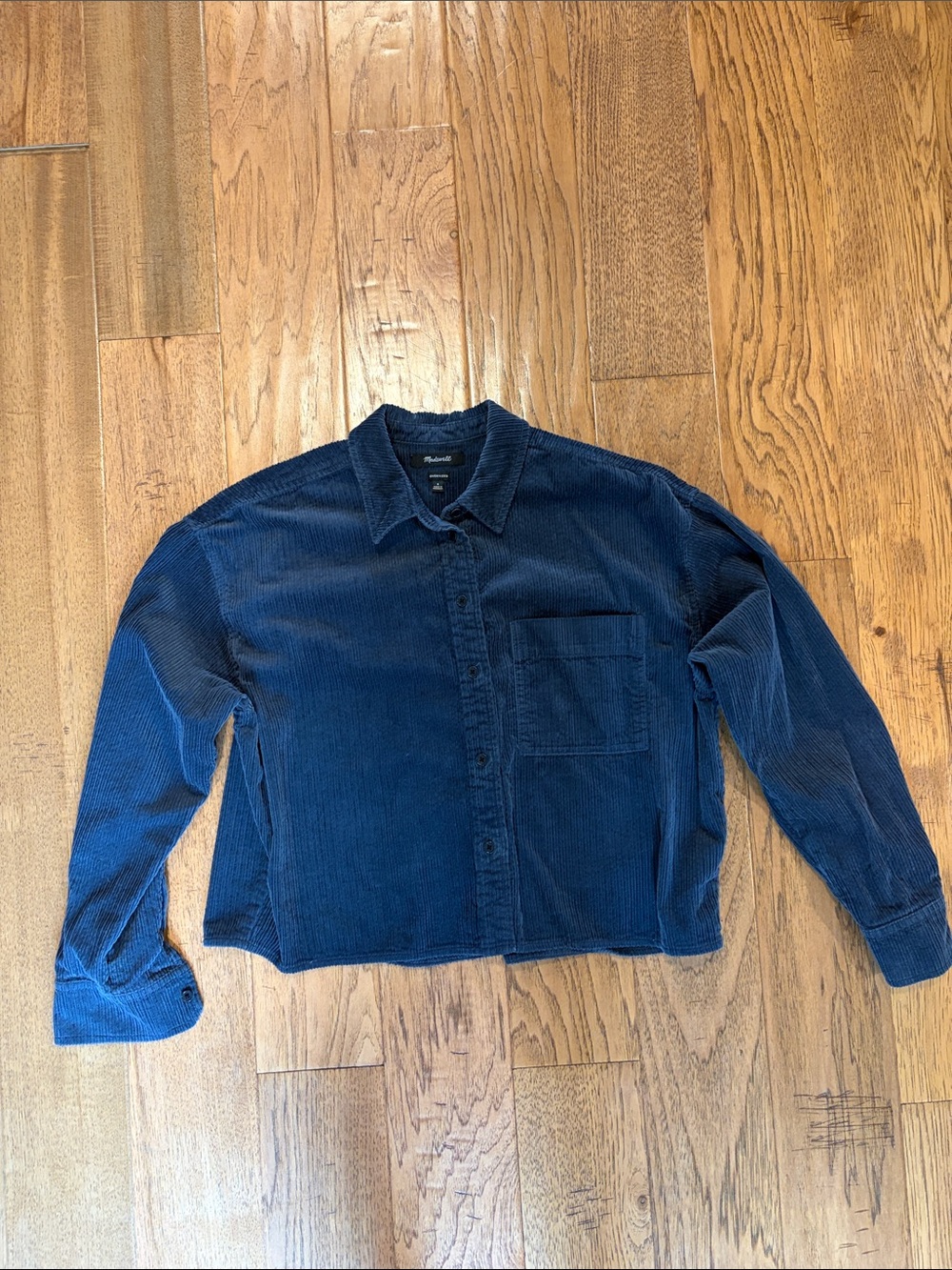 Madewell Navy Corduroy Button-Front Shirt Jacket